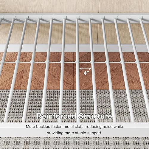 Miniatura 5 de Feonase - Litera de camas individuales con escalera, de metal, con barandilla alta, con soporte de listones de metal resistente, sin ruido, no