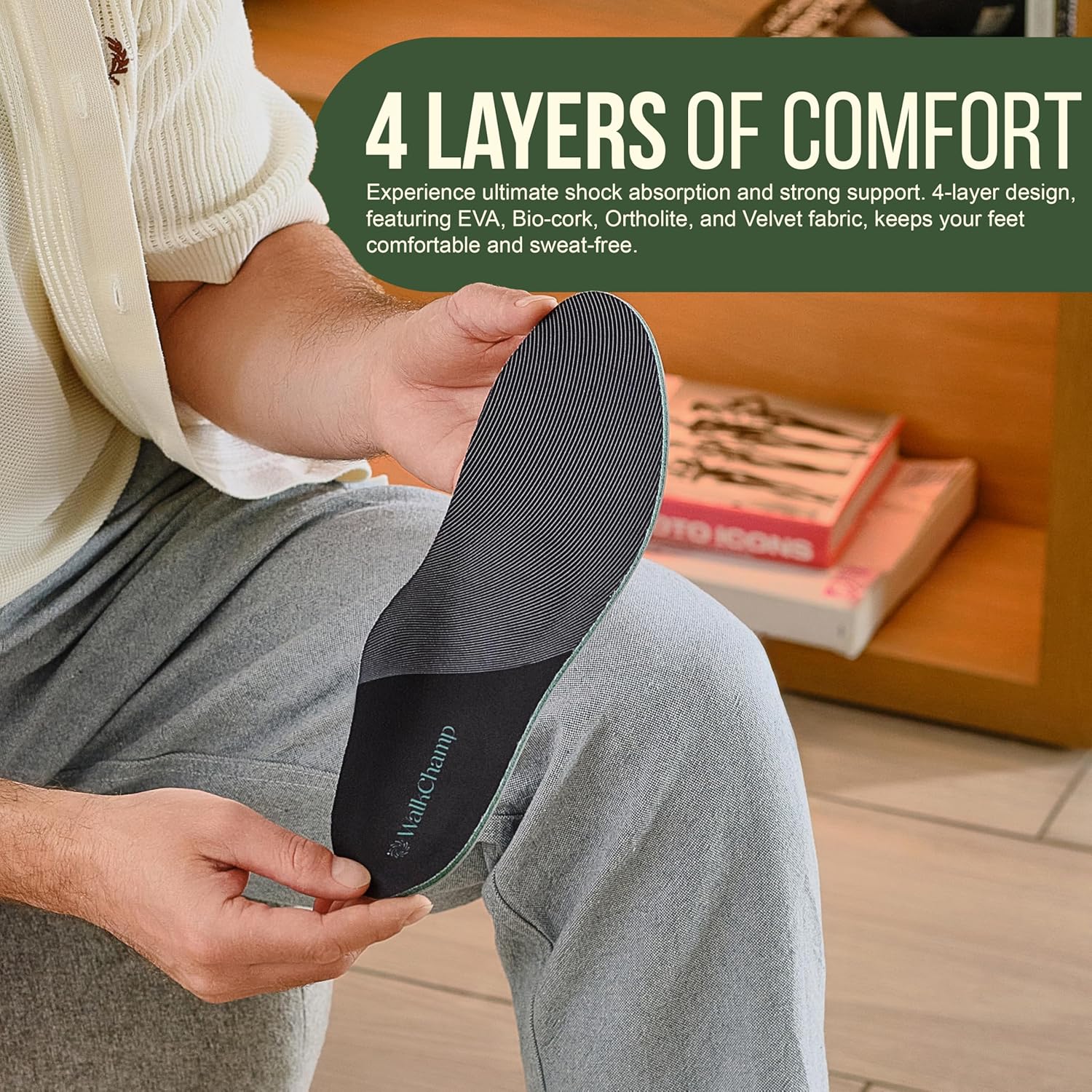 High Arch Support Inserts for Men & Women – Heavy Duty Insoles for Flat Feet, Orthotics for Plantar Fasciitis, Work Boots, Standing All Day & Heel Pain Relief S - Men 8.5/Women 9.5 - Image 2