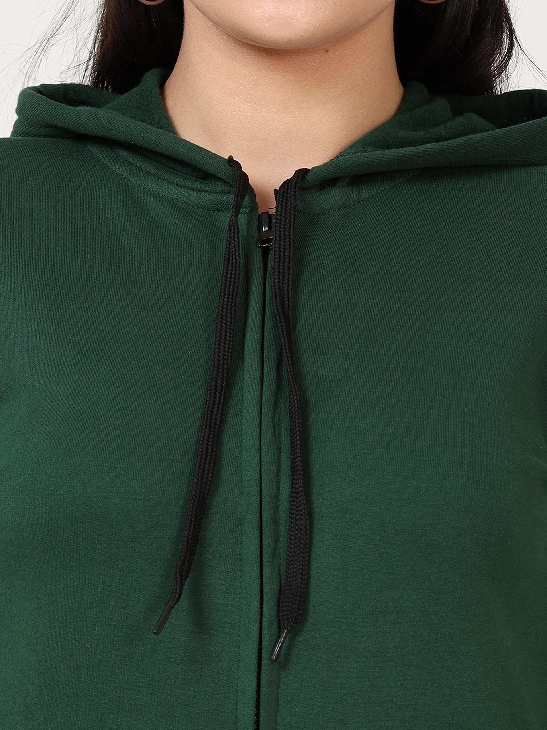 FLEXIMAA Women's Cotton Hooded Neck Regular Sweatshirt (whooolivegreen-m_Olive Green_M) - Image 7 thumbnail