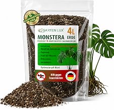 Garten Lux Monstera Soil 4 L Peat-Free - 6-in-1 Against Fungus Gnats | Aroid Substrate | Coconut Soil, Perlite, Pine Bark, Biohummus, Garden Charcoal + Secret Complex | Fast Drainage