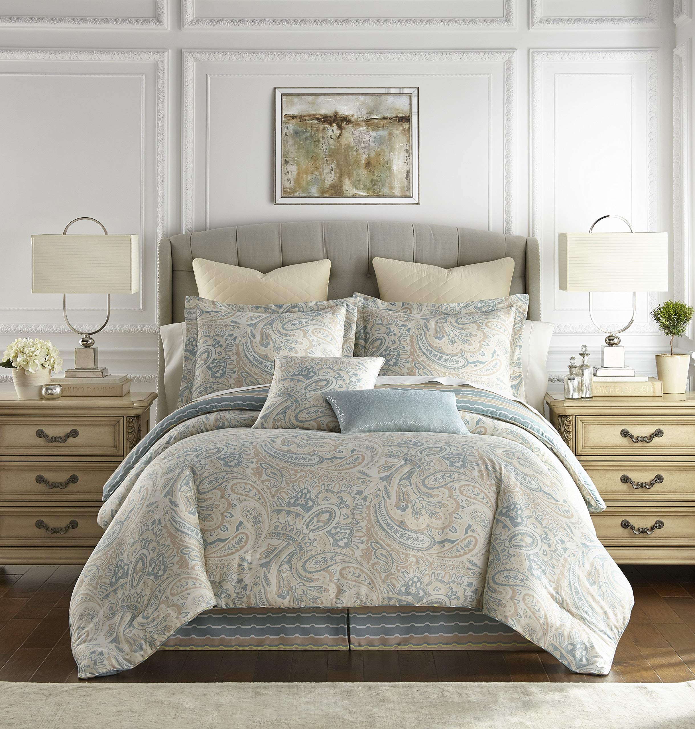 Hotel Linen Klub Glofresh Paisley Paradise Design Duvet Cover King Size 3-Piece Set, 300 TC 100% Cotton Sateen Digital Printed Design, 240 x 260 cm + 2 Pillowcases 50 x 75 cm