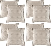 Vista 67 de PHF Fundas de almohada con tejido de gofre de 24" x 24", paquete de 2, funda de almohada cuadrada 100% algodón para decoración de ropa de cama, sin