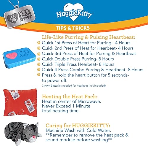 Miniatura 9 de Pets Know Best HuggieKitty - Compañero de ronroneado cómodo con ayuda para dormir latidos del corazón para gatos y gatitos, calefacción para alivio