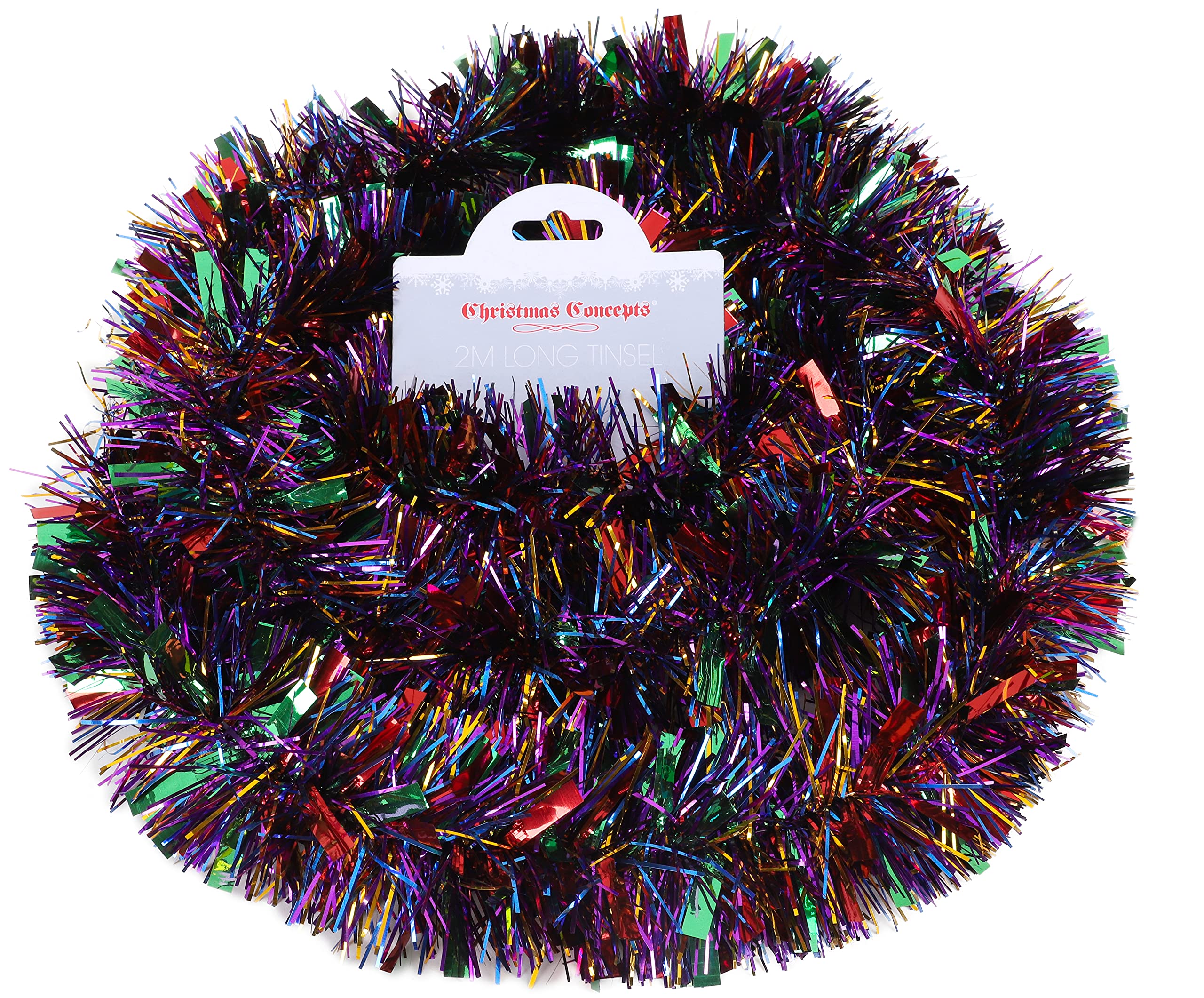 Christmas Concepts Rainbow Christmas Concepts® 2M (6.6Ft) Chunky/Fine Christmas Tinsel - Christmas Decoration Tinsel (Rainbow)