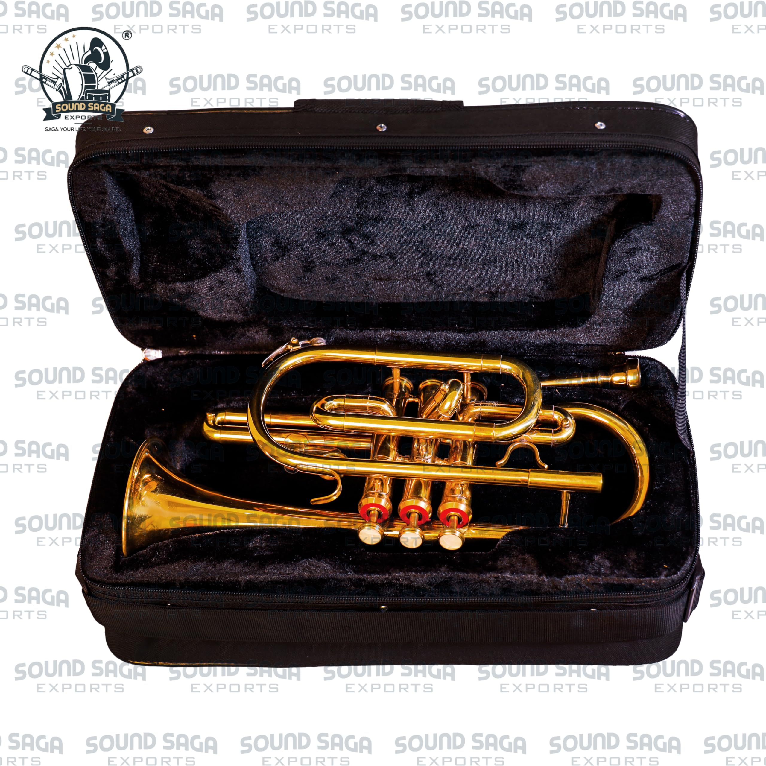Kornett 3 Ventile BB Pitch Blasinstrument, Premium Qualität inkl. Mundstück & Tragetasche (Braun)