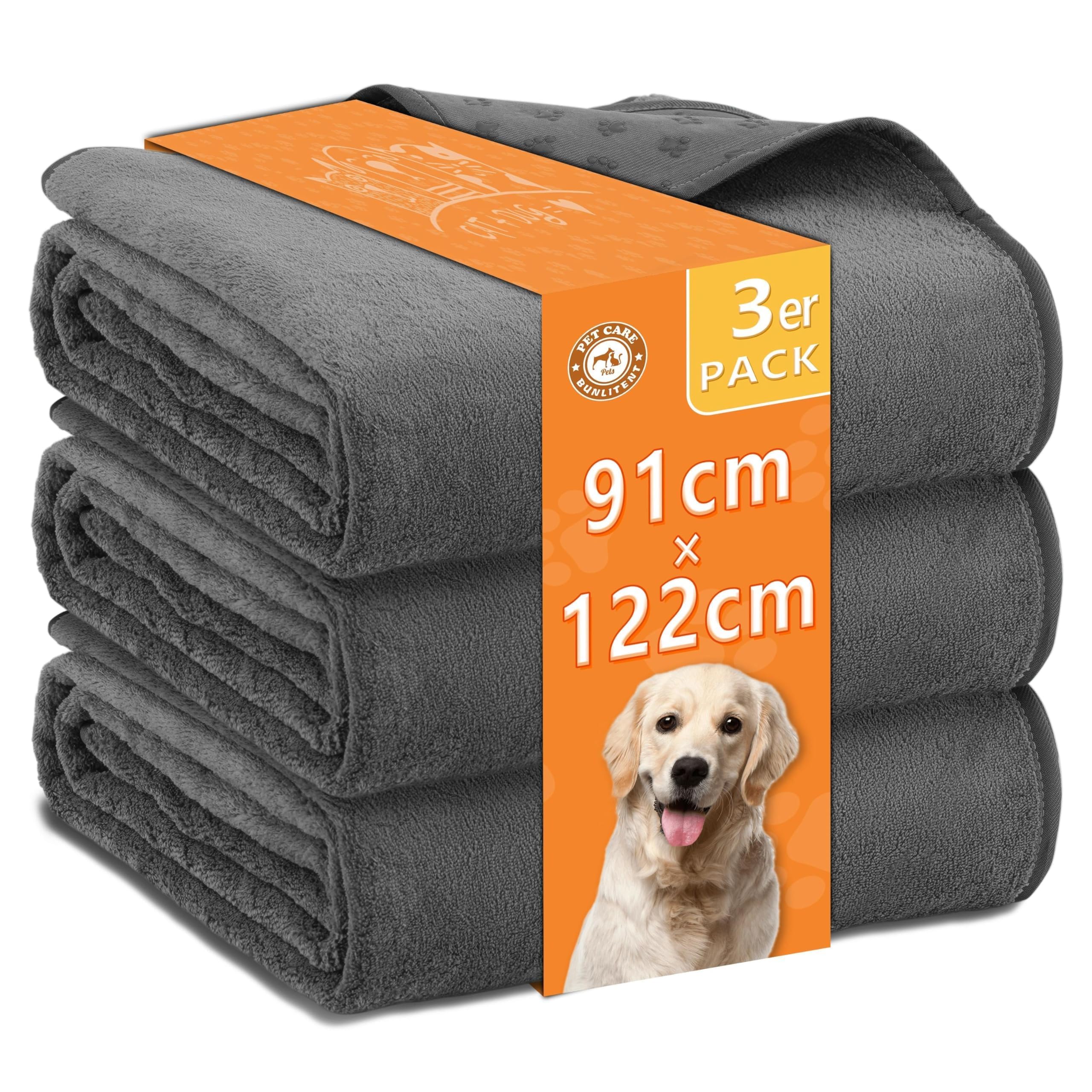 Bunlitent Washable Dog Pads, 91 x 122 cm, Set of 3, Washable Pet Urine Pad, Quick Absorbent, Waterproof for Puppies & Incontinents Dogs, House Cleaning & Training, Grey
