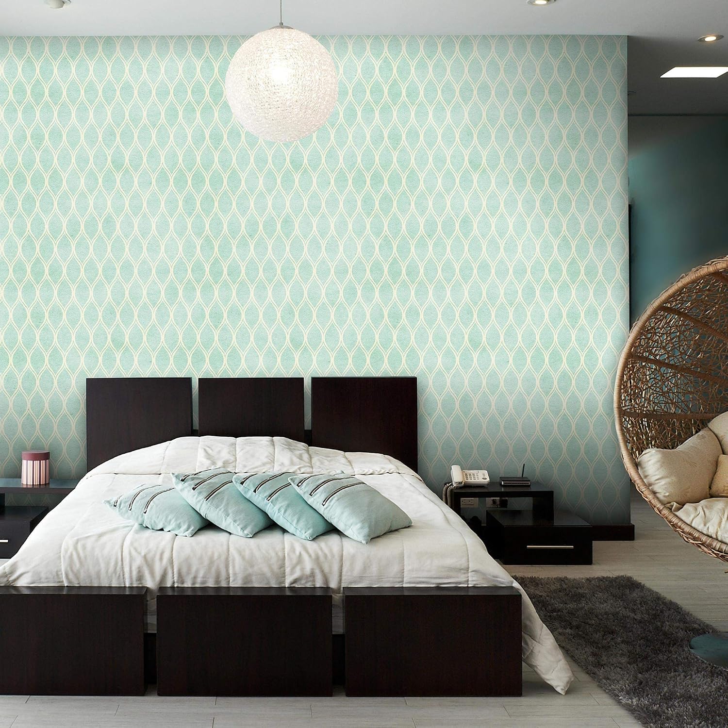 Walls By Me Peel and Stick Green Geometric Basic Removable Wallpaper 92 l - 2ft x 4ft (61x122cm)