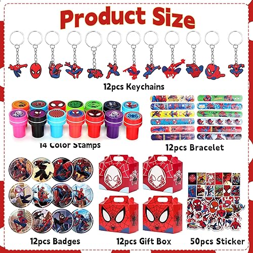 Miniatura 6 de 112 recuerdos de fiesta de cumpleaños de araña, suministros de fiesta de araña, juego de decoraciones de fiesta de dibujos animados incluye 12 cajas