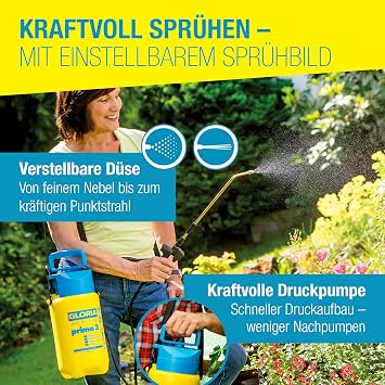 GLORIA pressure sprayer great 3 Garden sprayer 3 L filling content Adjustable brass nozzle Compact for smaller gardens