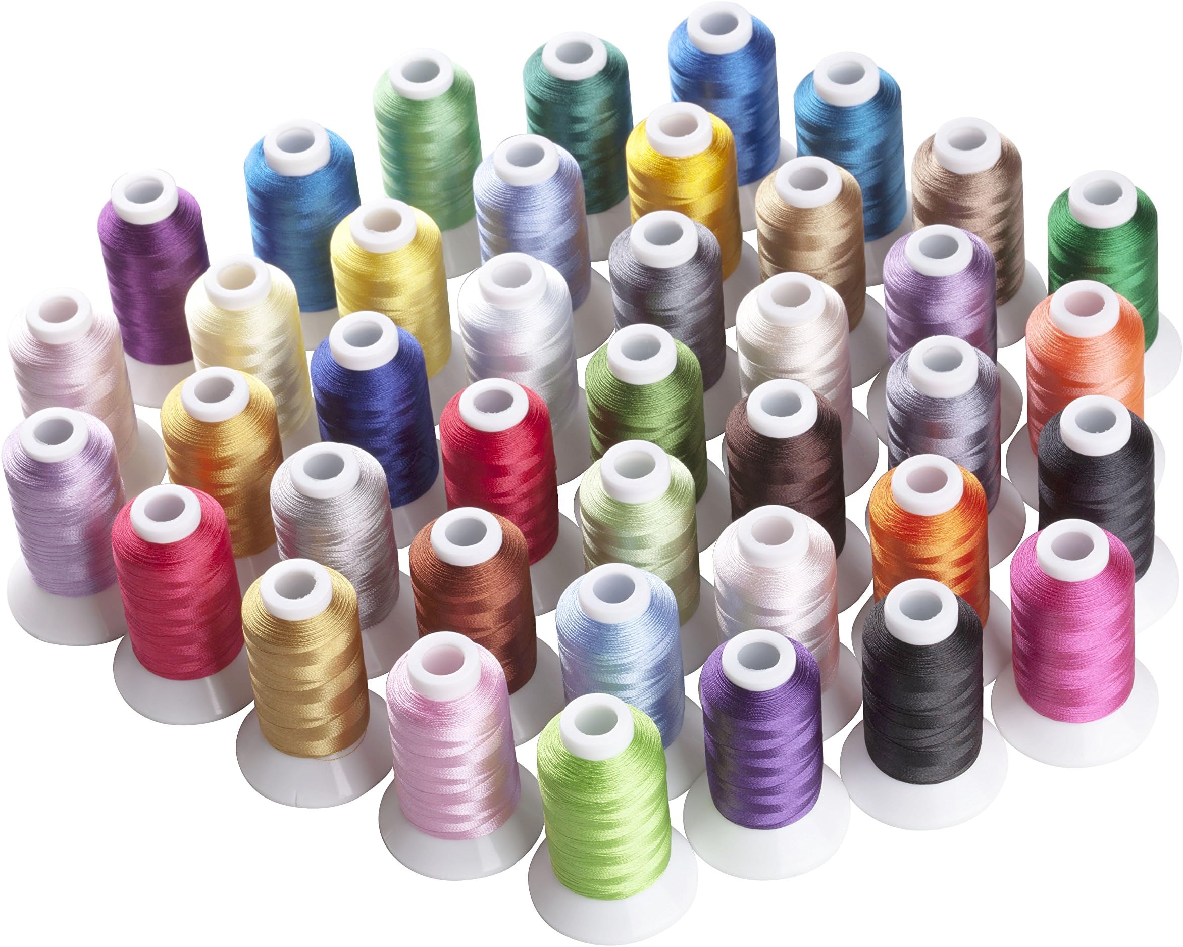Simthread 40 Brother Colors Polyester Embroidery Machine Thread - 550 Yrds (500 Meters) Each, for Babylock, Bernette, Janome, Kenmore, Singer, W6 N 5000 Embroidery Machine