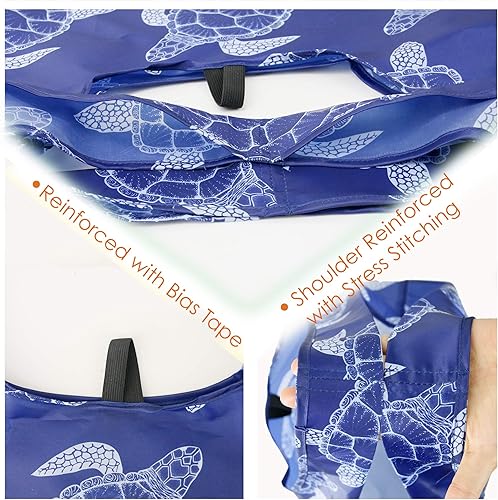 Vista 270 de BeeGreen Bolsas para comestibles, lavables a máquina, paquete de 12 bolsas extragrandes reutilizables, resistentes, plegables con banda Moss Marrs