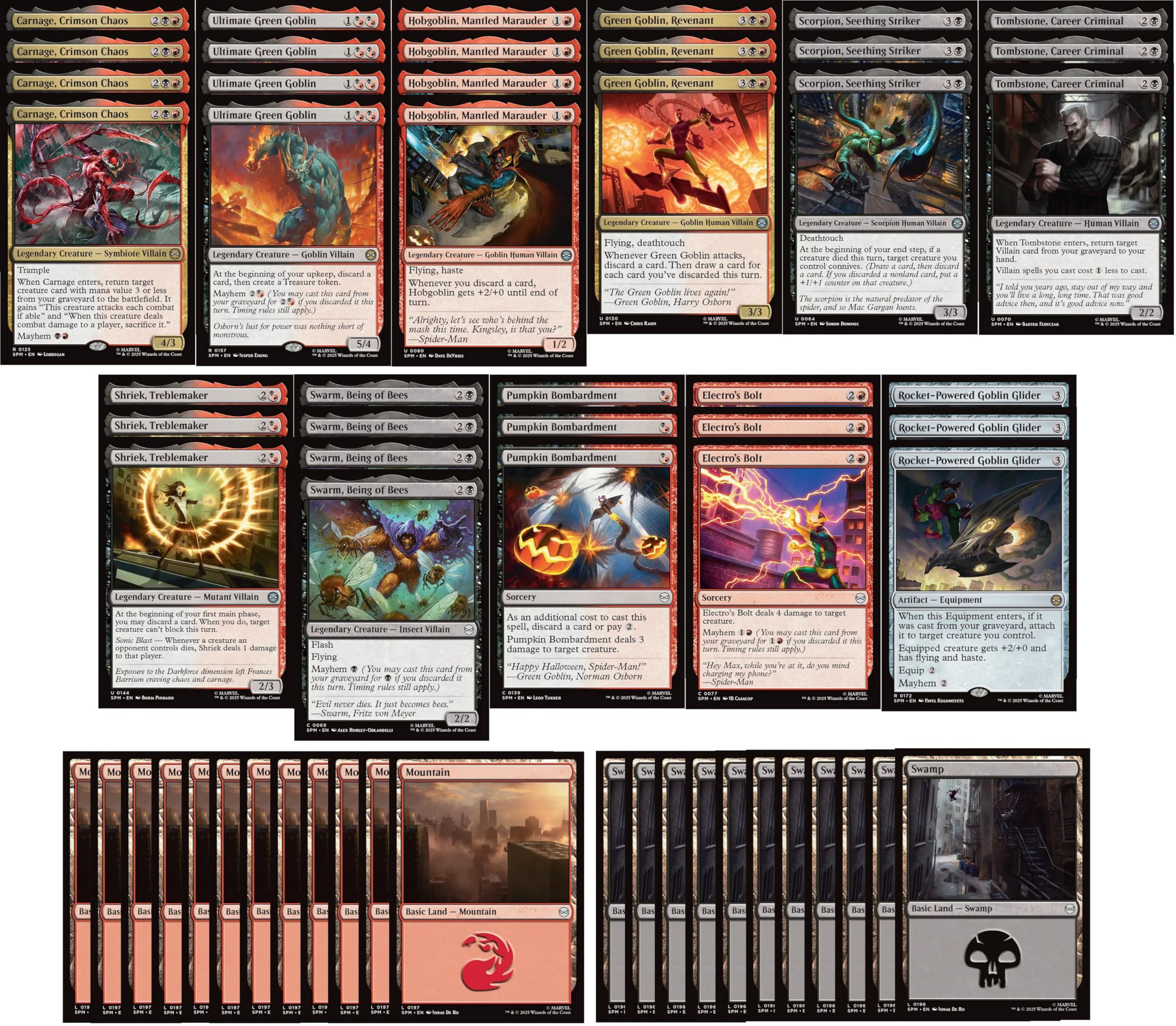 red spider cards mtg Man Magic the Gathering Deck - Rakdos Mayhem Villains - Black - Very Powerful - Modern Legal - Custom Built Condition:NM-:(3) Bahamut and Ifrit (Equipment The Most Expensive Disney