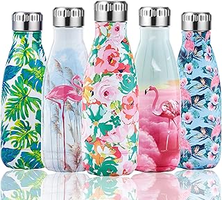 Shinemefly Bouteille d'eau Isotherme 350ml, Bouteille Isotherme Réutilisable sans BPA, Gourde INOX Thermos pour Enfant, Garcon, Fille, Gourde Isotherme Maintien Froid 24h ou Chaud 12h - Fleur