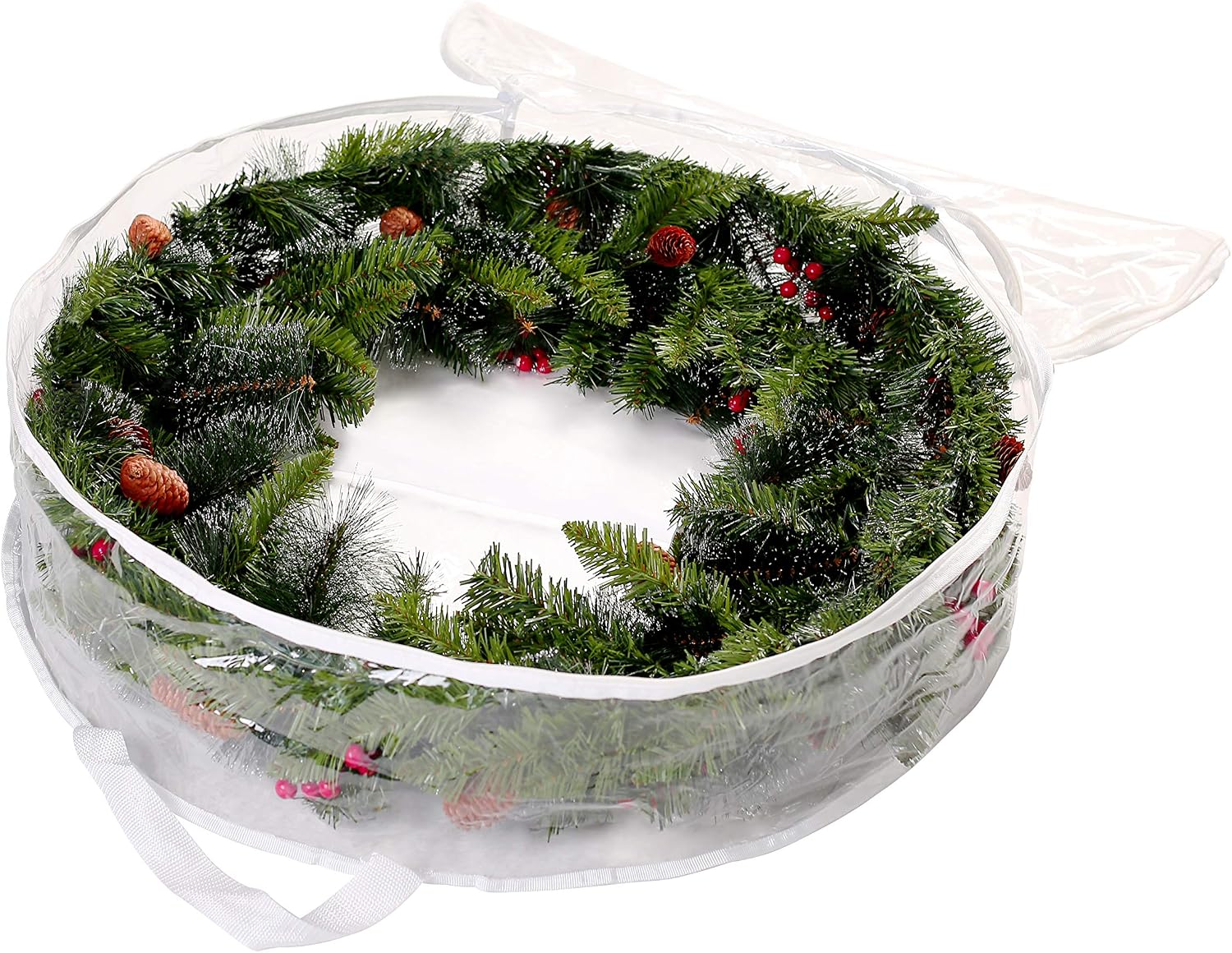 Joiedomi 2 Pack Clear Christmas Wreath Storage Container, 30 inches Christmas Wreath Clear Plastic Storage Bag with Dual Zippers and Carry Handles for Xmas Holiday