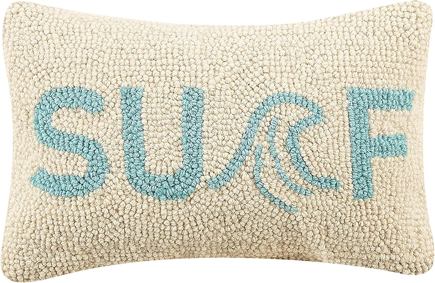 Peking Handicraft 30TG310C12OB Poly Filled Hook Throw Pillow, 12-inch Length, Wool and Cotton (Surf)