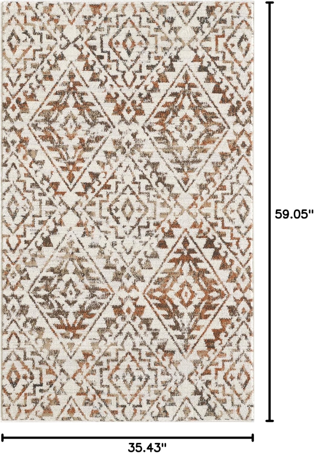 Area Rug 3x5 Bedroom Rugs, Non-Shedding & Easy Care, for Entryway, Living Room, Bedroom, Dinning Room, Orange