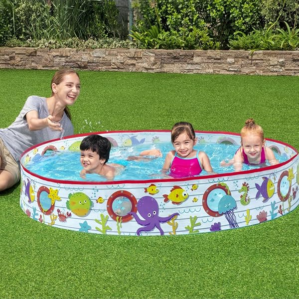Bestway Bestway 55029 Paddling Fill N Kids Garden Pool with Fun Fish Print, Multicolor, 1.52 m x 25 cm in use