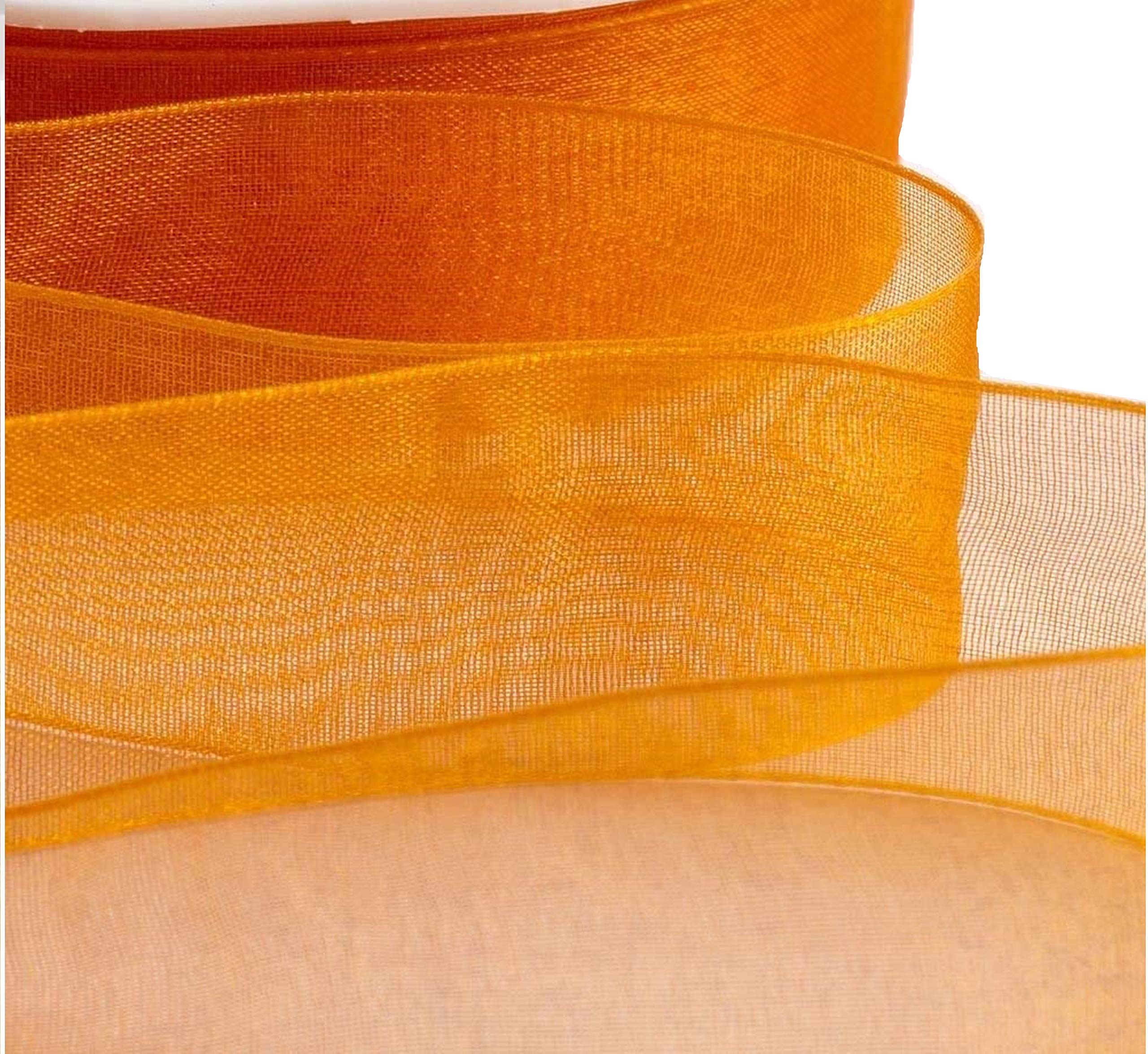 10mm Organza Ribbon Orange 50 Yards / 45 Meters s Gift Wrap Ribbon, Ribbons for Gift Wrapping, Christmas Ribbon, Gift Wrapping Ribbon for Crafting, Wedding Party Decor