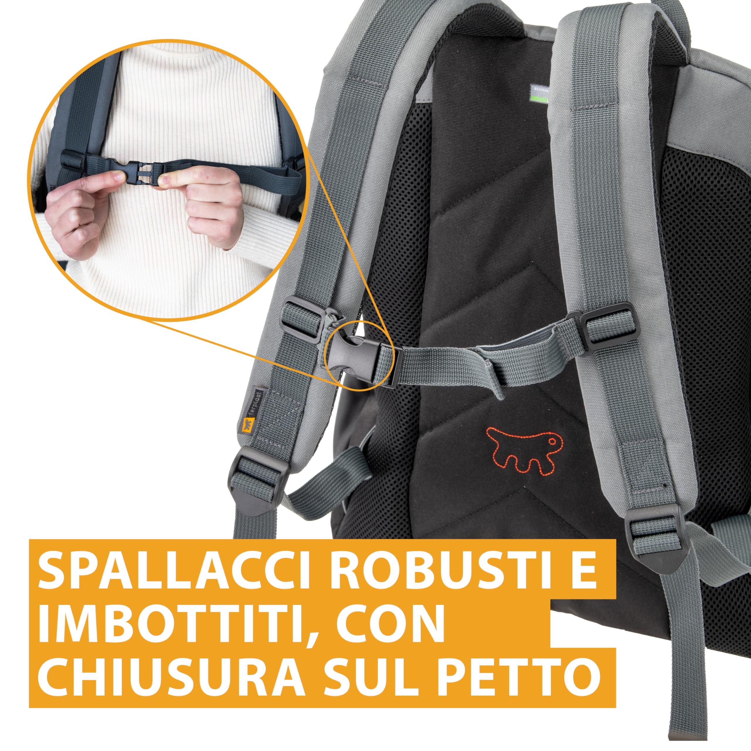 Ferplast Zaino per Cani VOYAGER BACKPACK, Trasportino Gatto, Trasportino Cani, Ampia Apertura, Cinghie Regolabili, Cinghia di Sicurezza, con Cuscino, Max 10 kg, 33x23x41H, Grigio