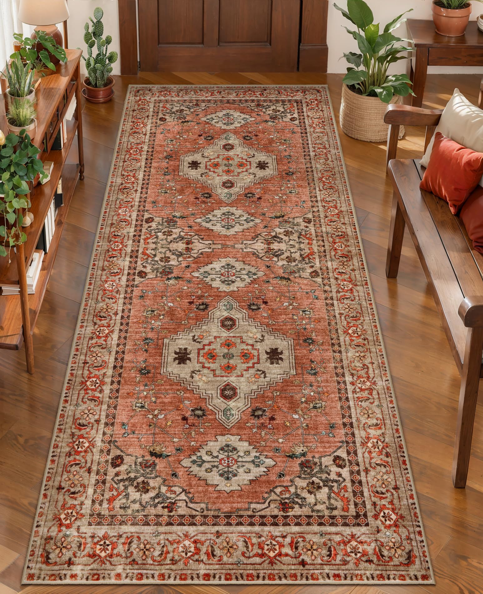 Tapis de couloir lavable et antidérapant style oriental 61 x 183 cm