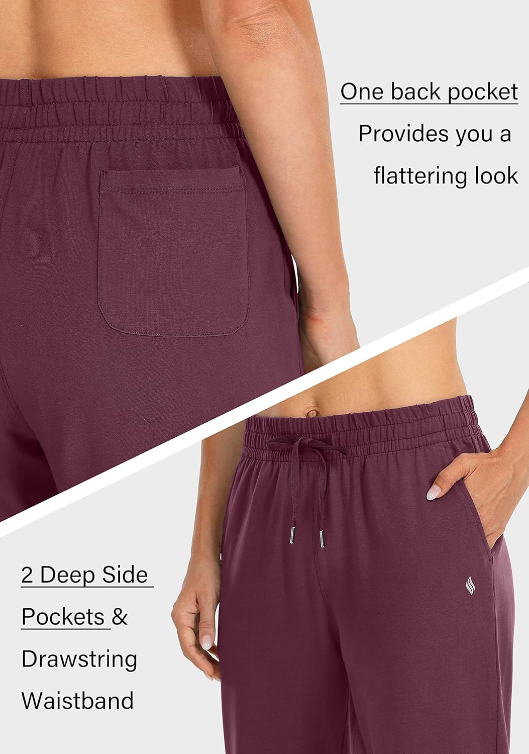 SANTINY Women's Cotton Sweatpants Yoga Lounge Casual Pants Open Bottom Sweat Pants for Women with Pockets - Image 5