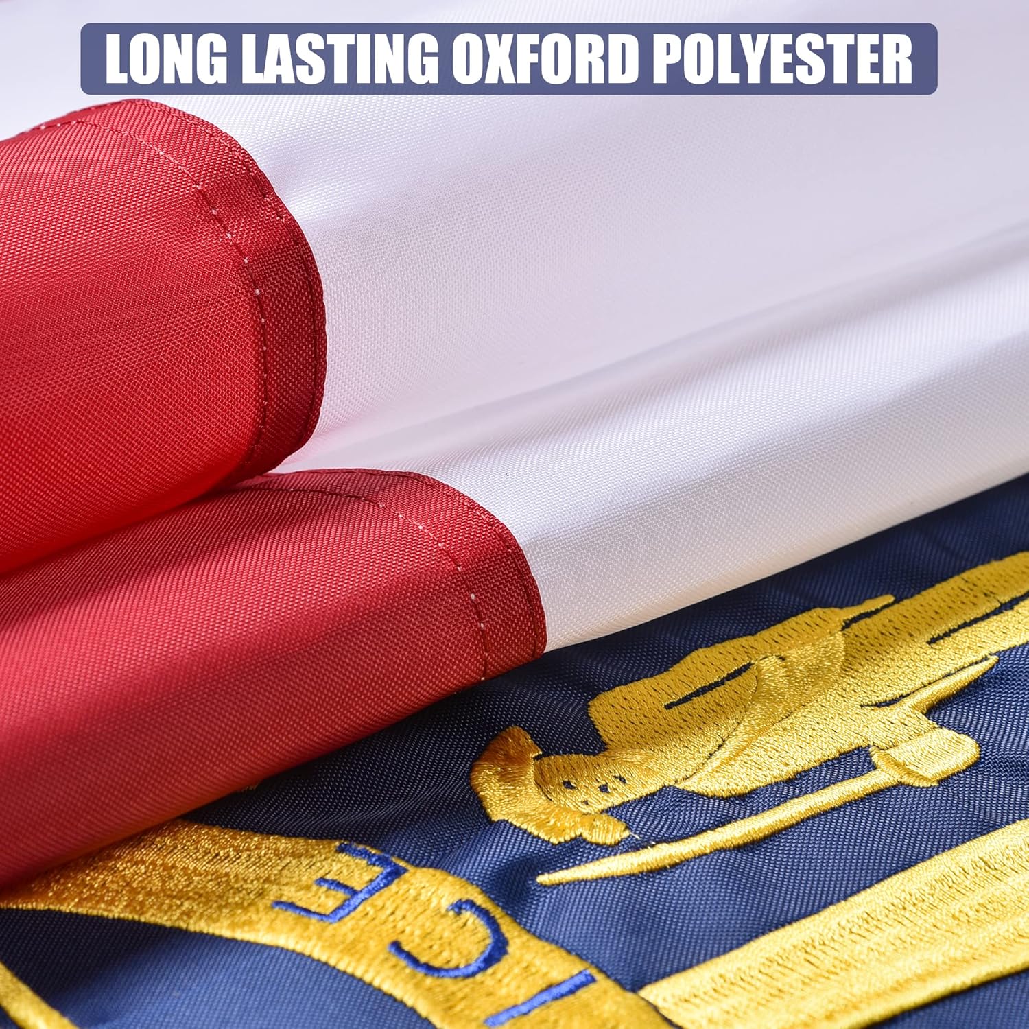 Georgia State Flag 6x10 Ft Deluxe Full Embroidered Heavy Duty Polyester Durable GA Outside Flag with Sewn Stripes and Brass Grommets for Indoor/Outdoor - Image 3