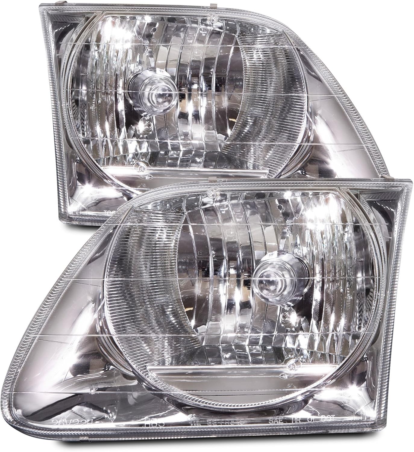 HEADLIGHTSDEPOT Chrome Housing Halogen Headlights Compatible With Holiday Rambler Admiral 2004-2007 Motorhome RV Includes Left Driver and Right Passenger Side Headlamps