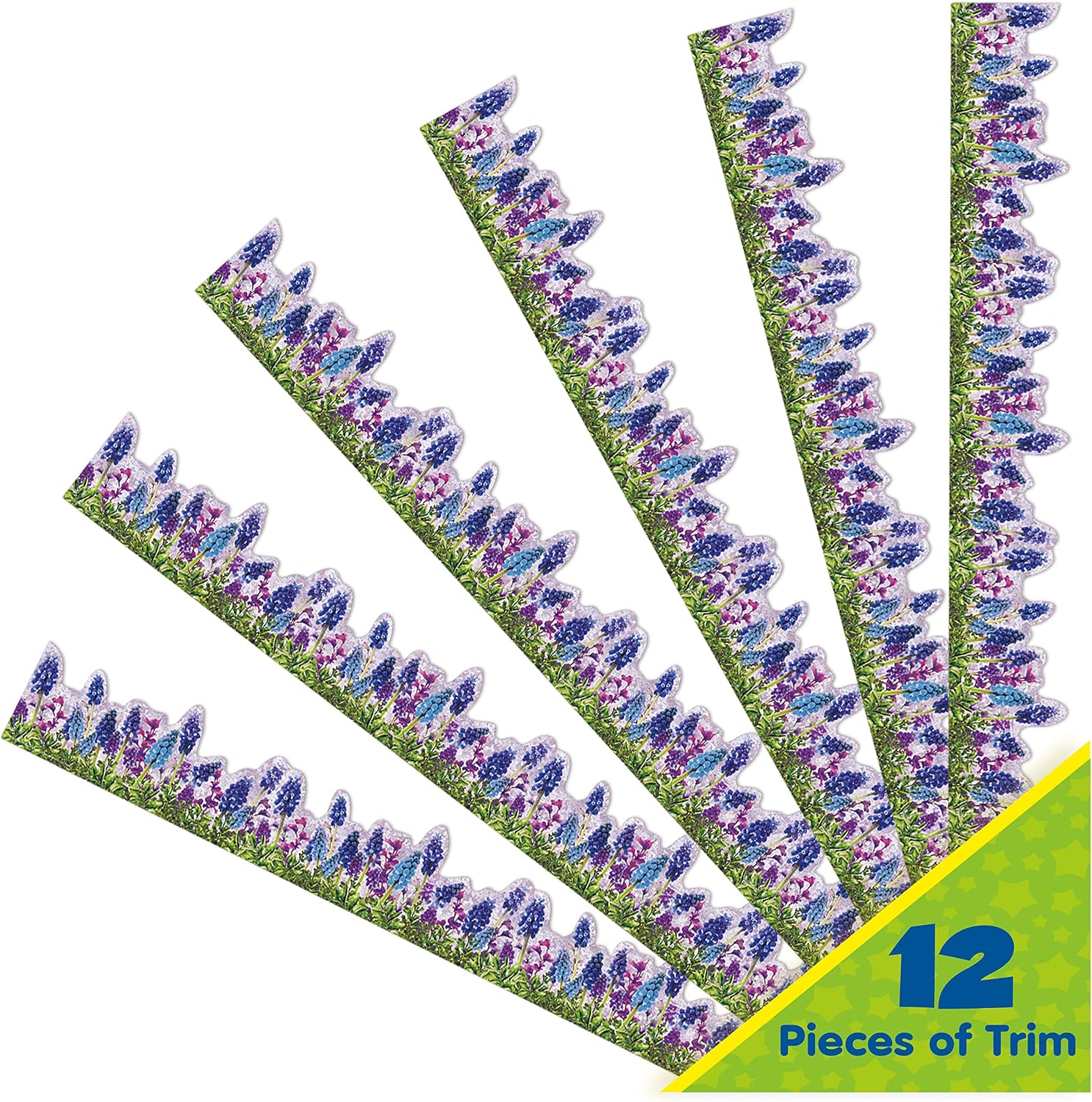 Eureka Curiosity Garden Floral Extra Wide Decorative Classroom and Bulletin Board Trim for Teachers, 3.25" Wide, 12 Strips for 37 Total Feet image 2