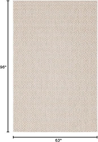 Miniatura 2 de Unique Loom Outdoor Trellis Collection - Alfombra decorativa enrejada (5 pies 3 pulgadas x 8 pies, rectangular, gris pardomarfil)