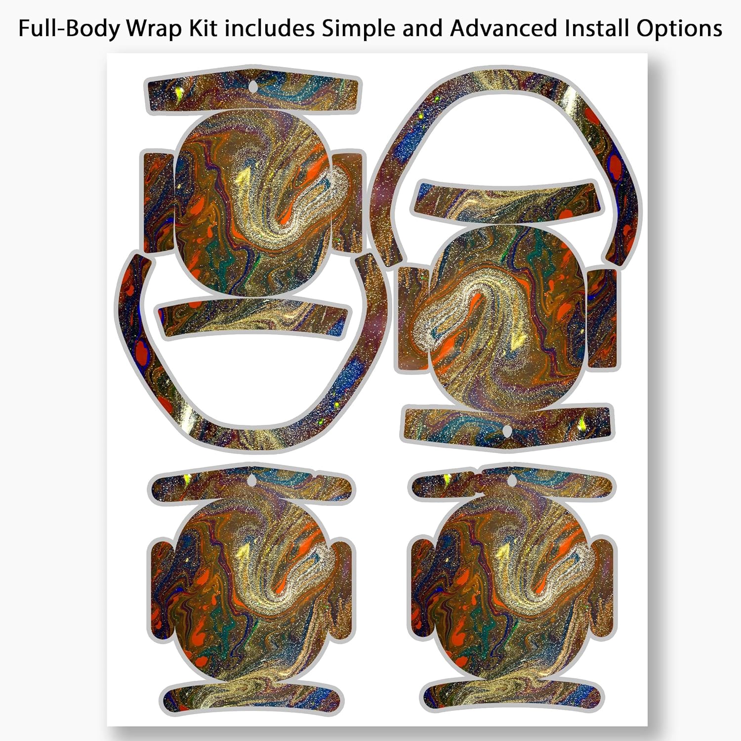DesignSkinz - Skin Decal Protective Scratch Resistant Vinyl Wrap - Compatible with AirPods Max Headphones - Colorful Gold Mixed Acrylic