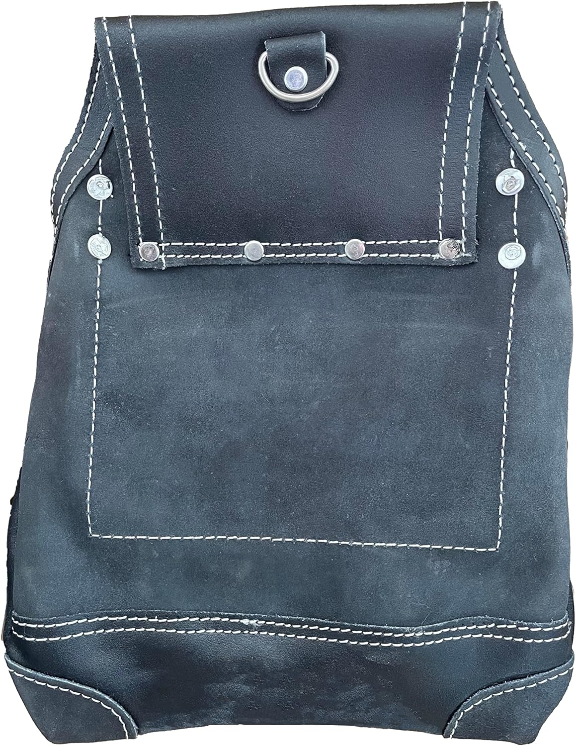 Heavy Duty Carpenters' Tool Pouch, Black, Natural Leather, 10 Pockets, 2 Hammer Holders, Reinforced Seams