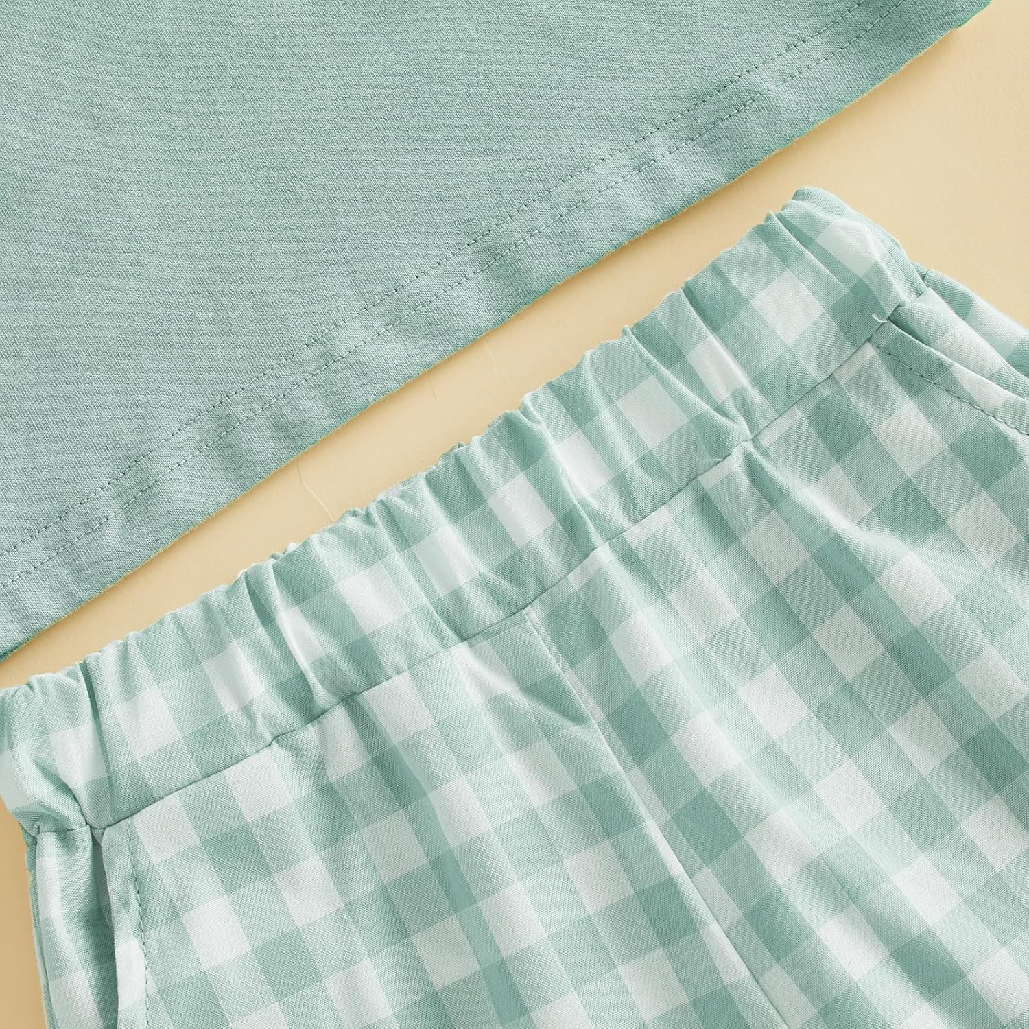 Toddler Baby Boy Easter Outfit Bunny/Cross Short Sleeve Shirt Tee Plaid Shorts Easter Summer Clothing Set - Image 9