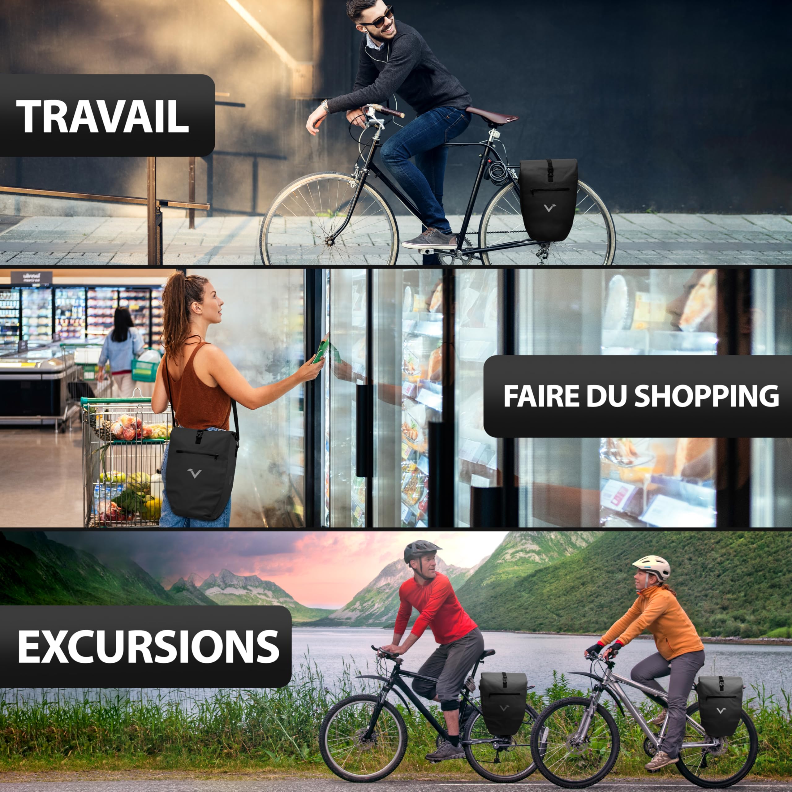 Valkental - Grand Sac étanche pour Porte-Bagages - Sacoche de vélo pour Porte-Bagages avec Grands réflecteurs [verrouillable] Fixation Ultra-résistante - Plusieurs Fois primé - Conçu pour Durer