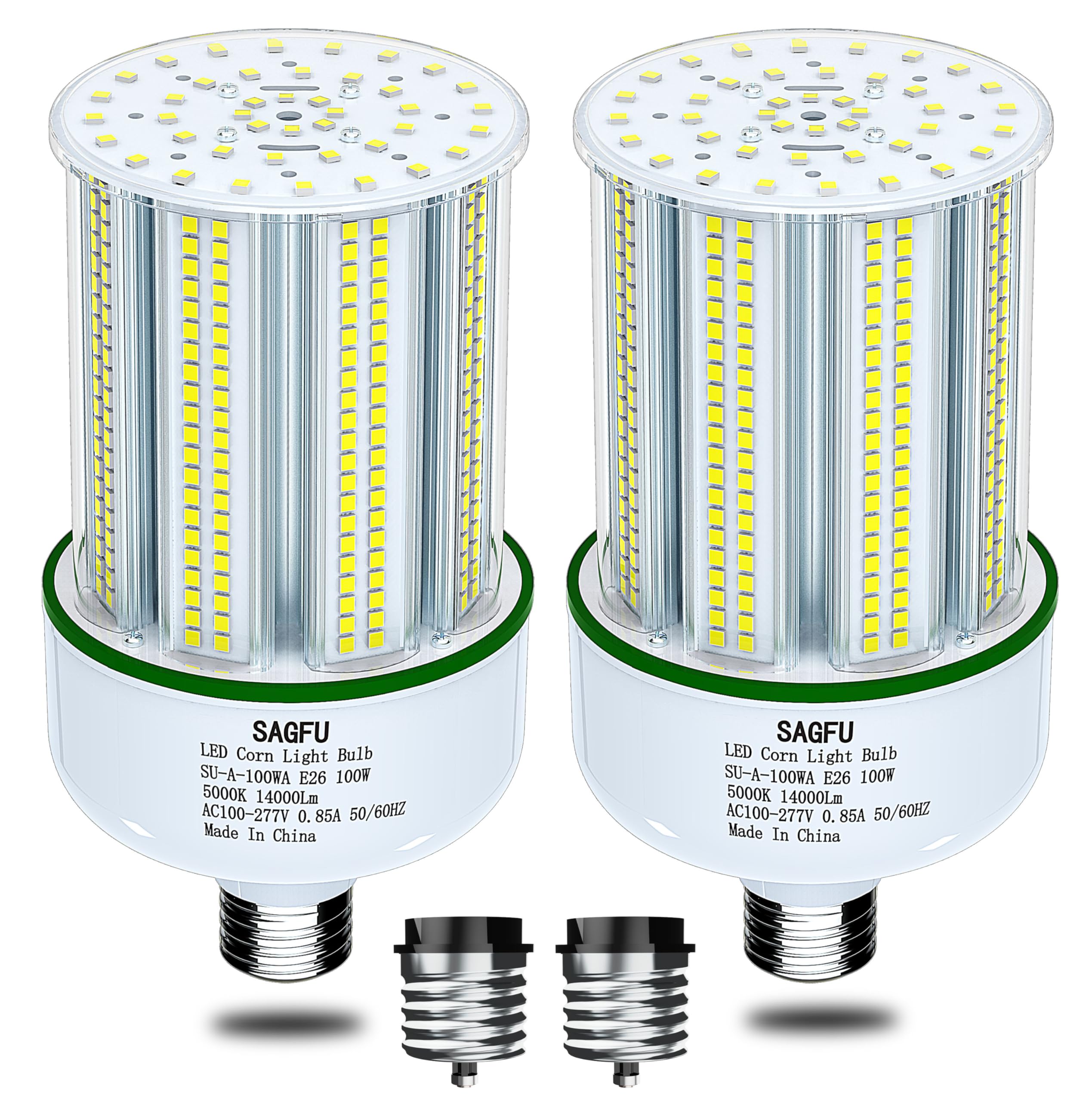 100W LED Corn COB Light Bulb LED Corn Bulb 5000K Daylight White 2-Pack 1000W Equivalent Super Bright E26