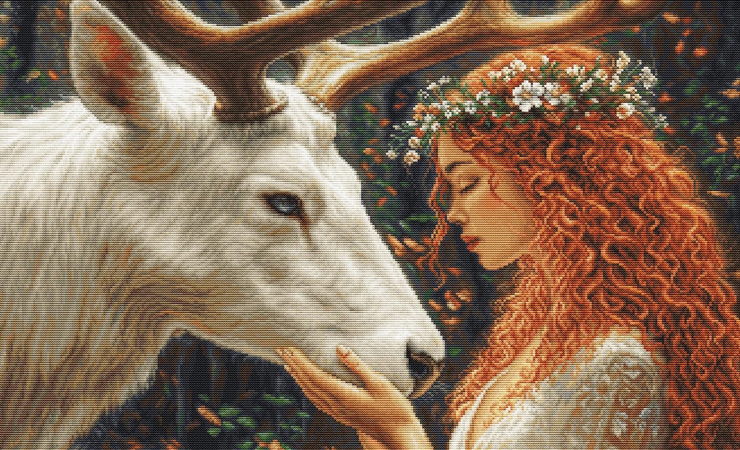 Luca-S 62 Colors Cross Stitch Kit Gold - The Gentle Spirit Of The Forest, B724
