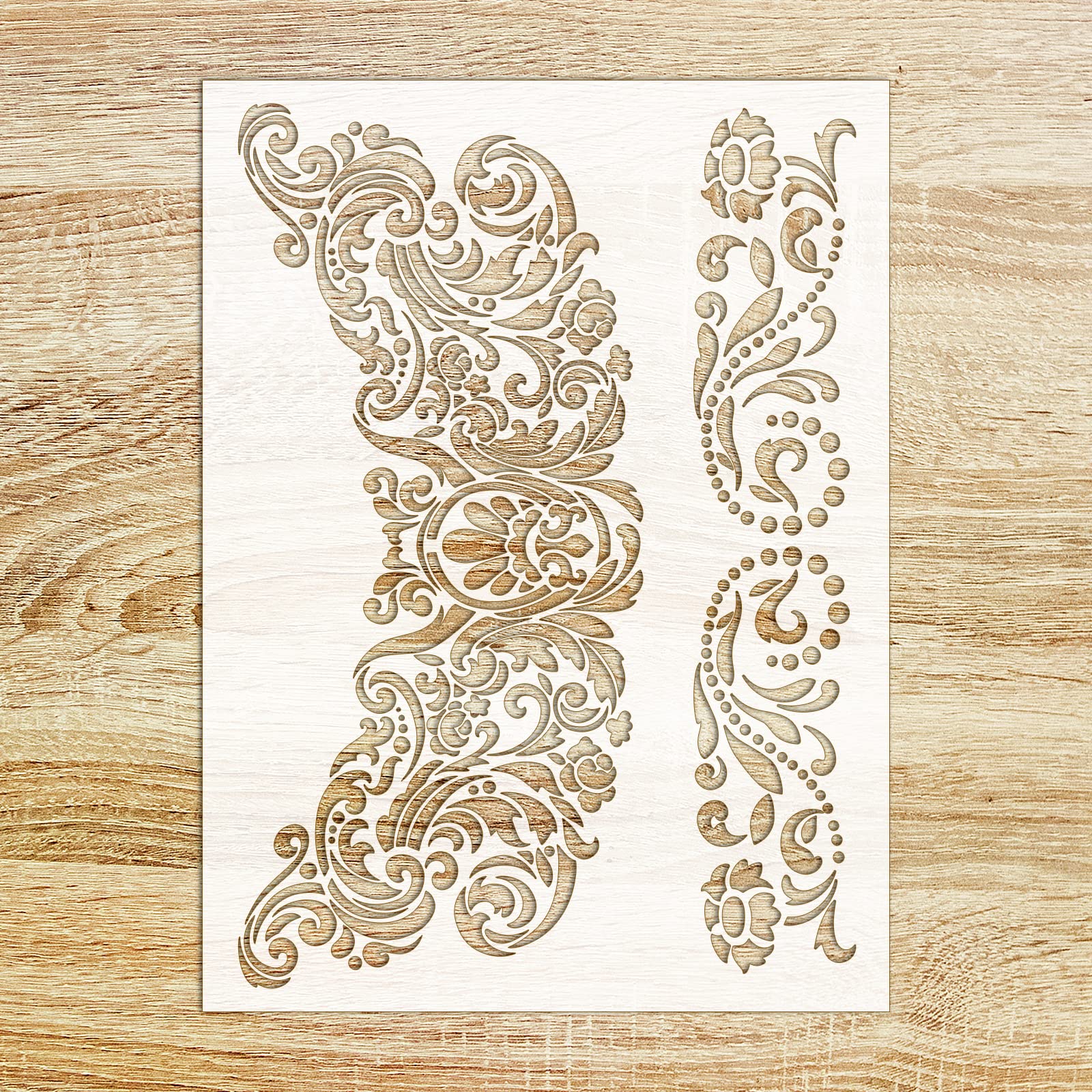 Stencil (6"x8") Rococo Baroque Decorative Floral Ornament FLONZ Decorative Stencil Template for wall Painting Scrapbooking and Cake Decoration