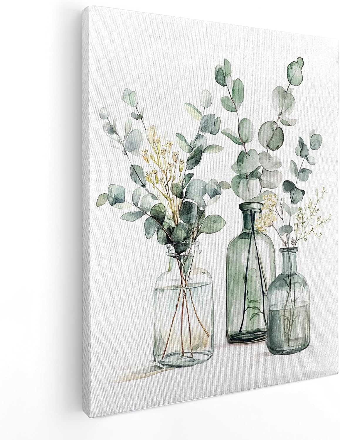 QICLM Sage Green Eucalyptus Framed Wall Art Poster, Farmhouse Bathroom Wall Decor, Sage Green Eucalyptus Plant Wall Prints for Home Bathroom Living Room Bedroom, 11x14 Inch