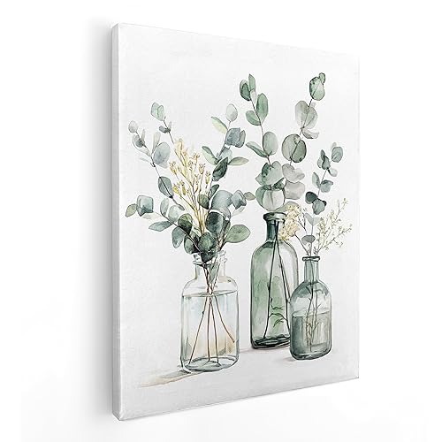 QICLM Sage Green Eucalyptus Framed Wall Art Poster, Farmhouse Bathroom