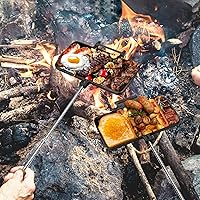 Vista 5 de Hierro de doble pastel para acampar de hierro fundido, máquina de sándwiches de fogata de hierro fundido pre-sazonado, máquina de pastel de montaña