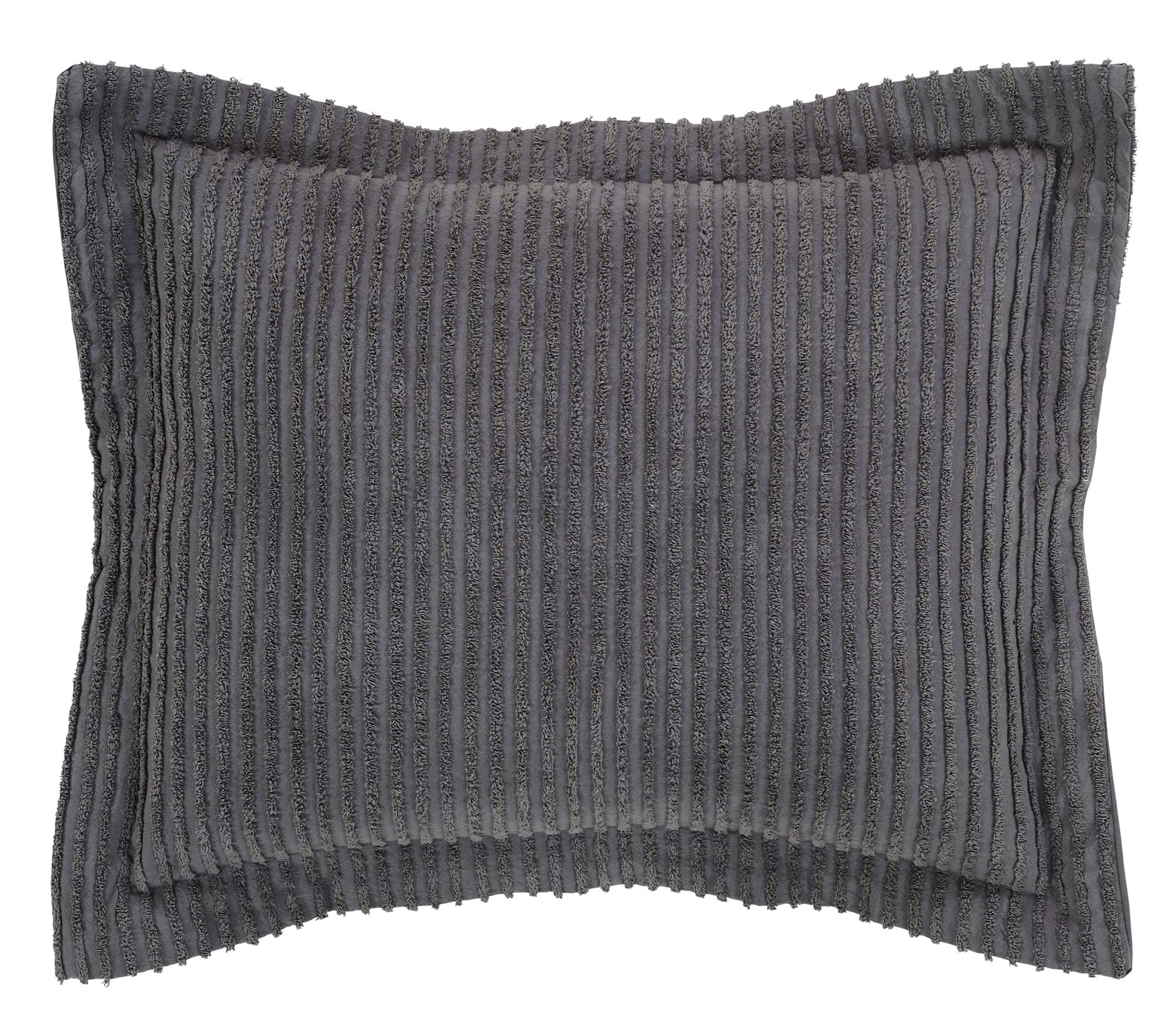 Better Trends Jullian Collection is Super Soft and Light Weight in Bold Stripes Design 100% Cotton Tufted Unique Luxurious Machine Washable Tumble Dry, Standard Sham, Gray