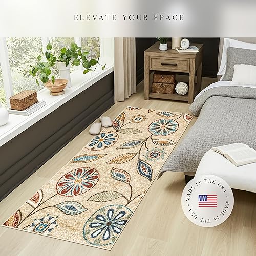 Miniatura 2 de Maples Rugs Reggie - Alfombra antideslizante para pasillo (fabricada en Estados Unidos), color beige, 2 pies 6 pulgadas x 8 pies