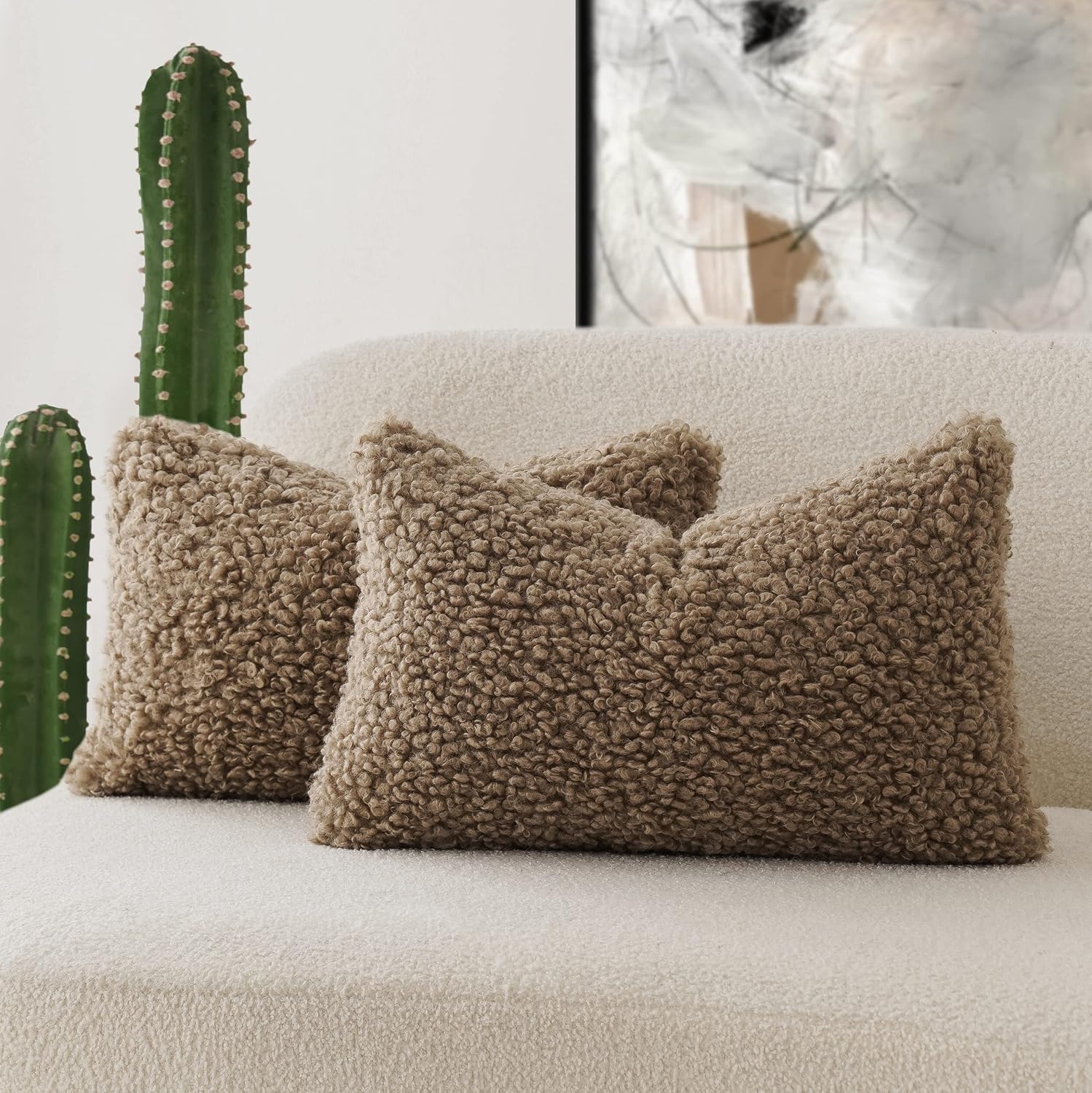 Foindtower Set of 2 Curly Teddy Wool Pillow Covers