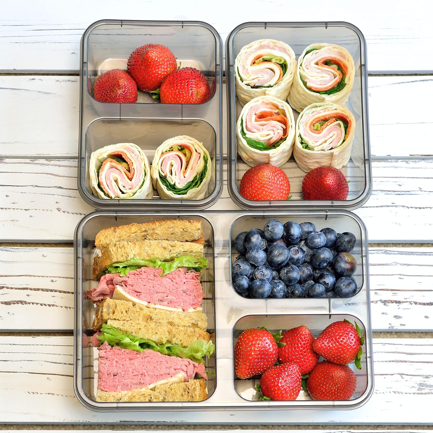 Youngever 9 Sets Thick Bento Lunch Box, Meal Prep Containers, Reusable Plastic Food Storage Container Boxes Container Boxes (3 Size) image 2
