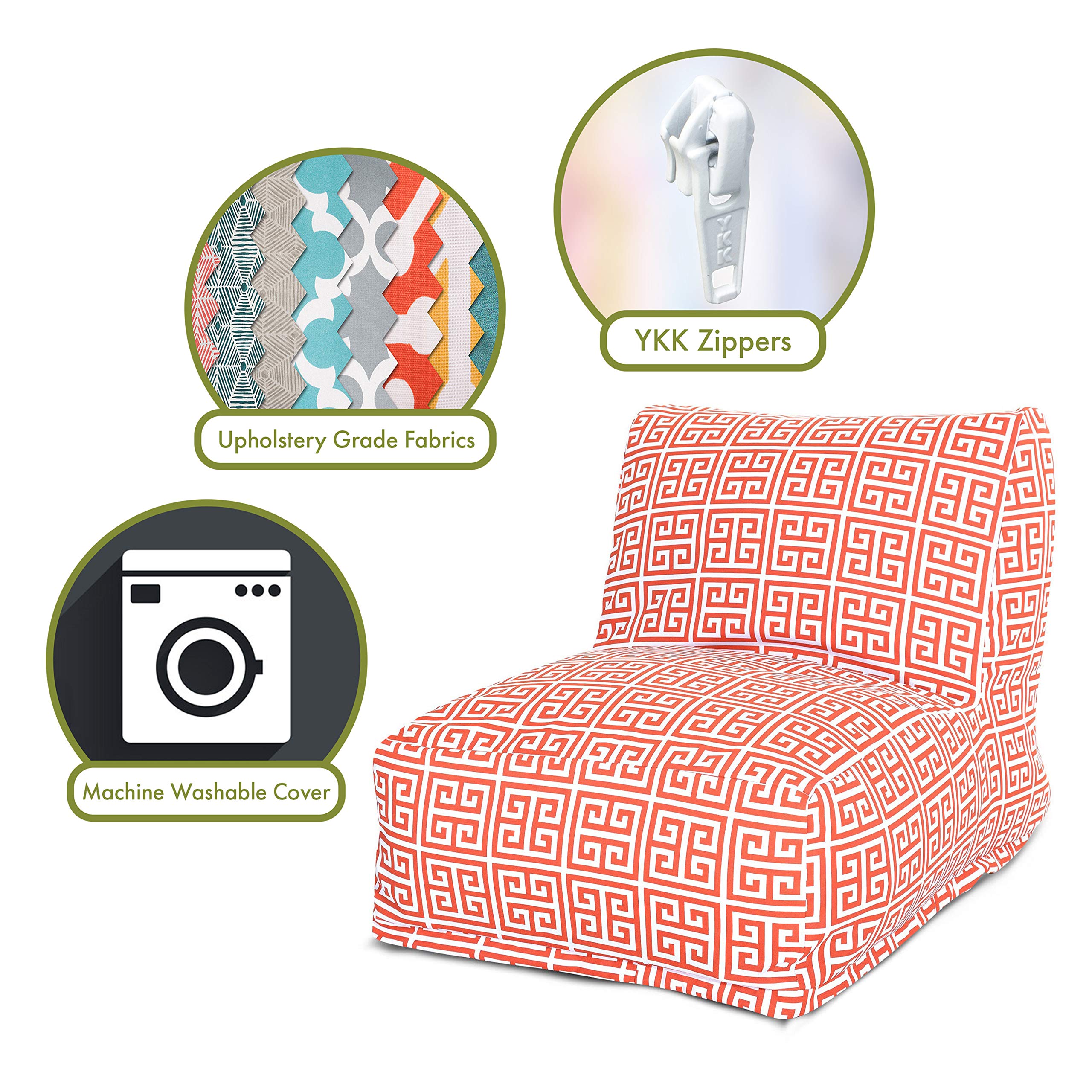 Majestic Home Goods Towers Bean Bag Chair Lounger, Orange