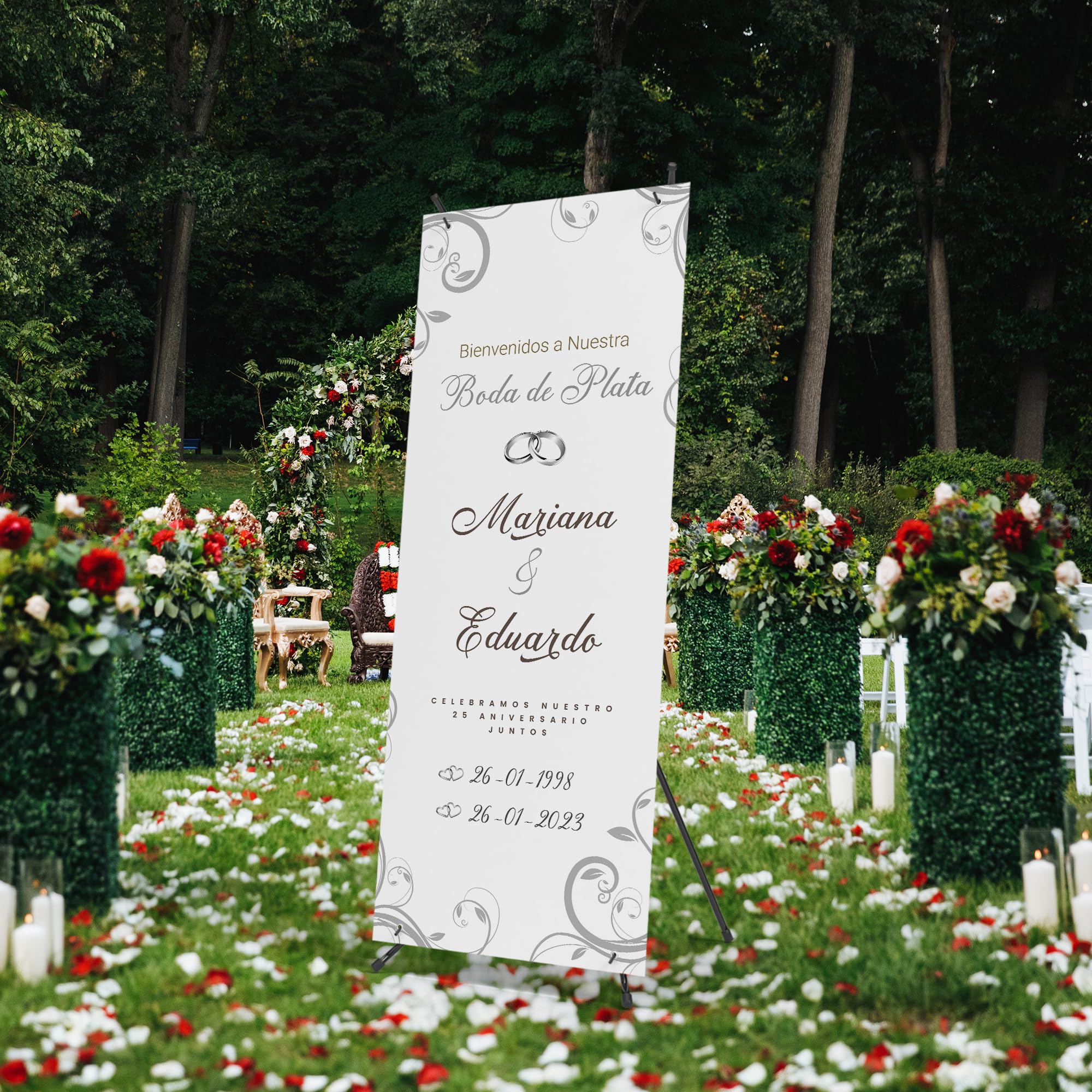 Cartel Bienvenida Boda Personalizado - Photocall Boda de Plata