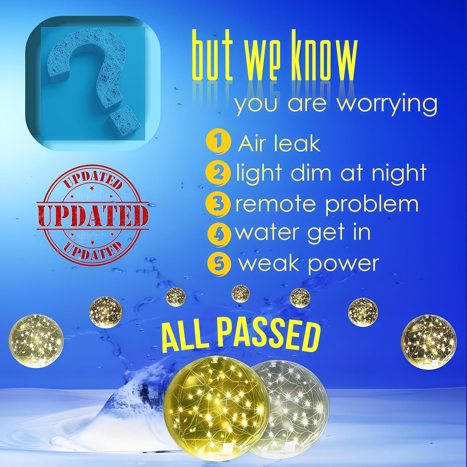 Floating Pool Lights Solar Powered - 14" Inflatable Waterproof Floating Pool Balls Light that Float for Party, Outdoor Pond/Patio Decorations (Warm-White, 6 Pack)