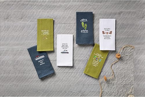 Miniatura 2 de Mud Pie Funny Lake Waffle - Toalla de gofre, Lake Life, 16 x 25 pulgadas