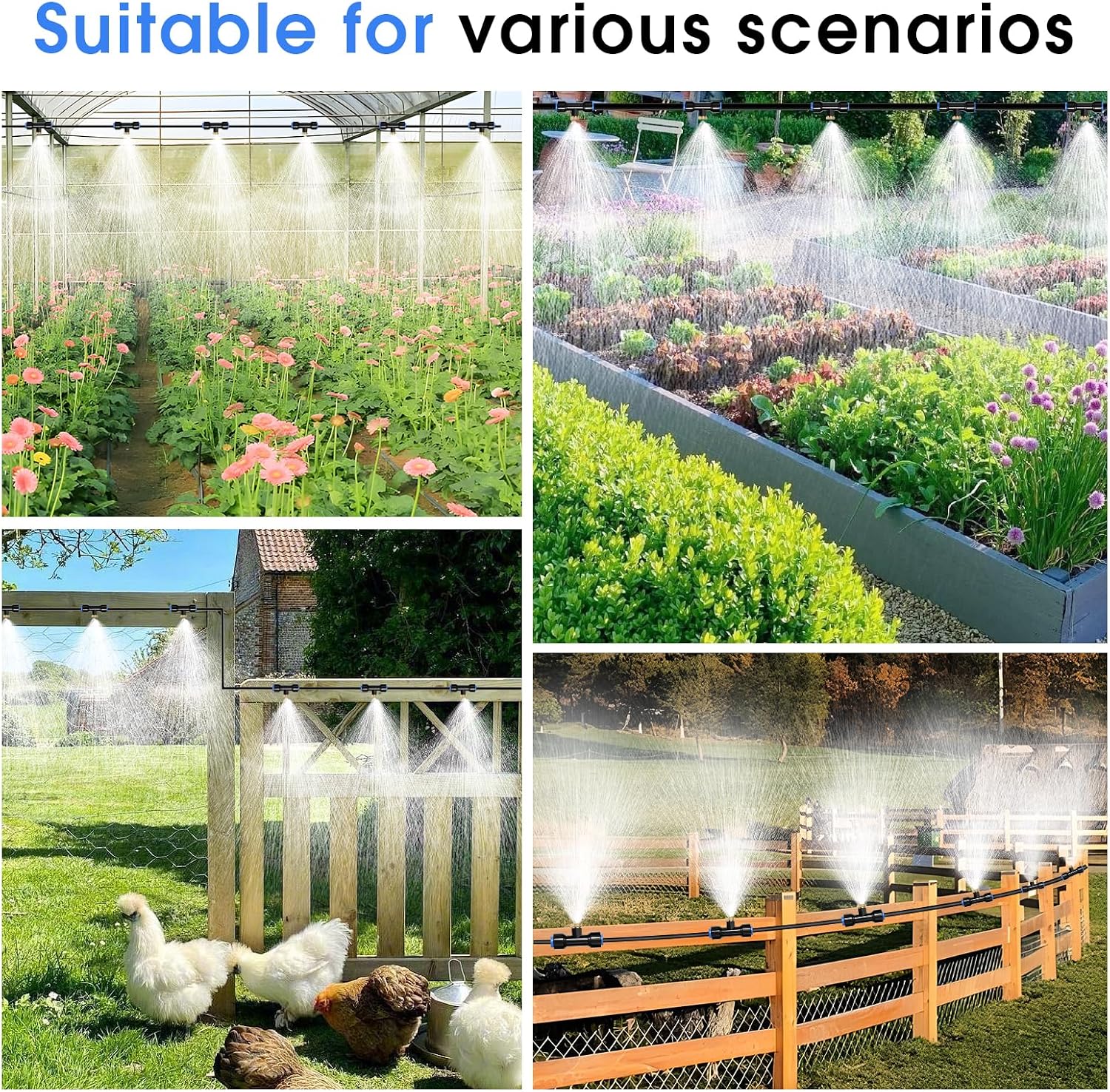 Misting Cooling System, 26FT (8M) Misting Line + 7 Brass Mist Nozzles + Brass Adapter(3/4") Outdoor Mister for Patio Garden Greenhouse Trampoline for Waterpark