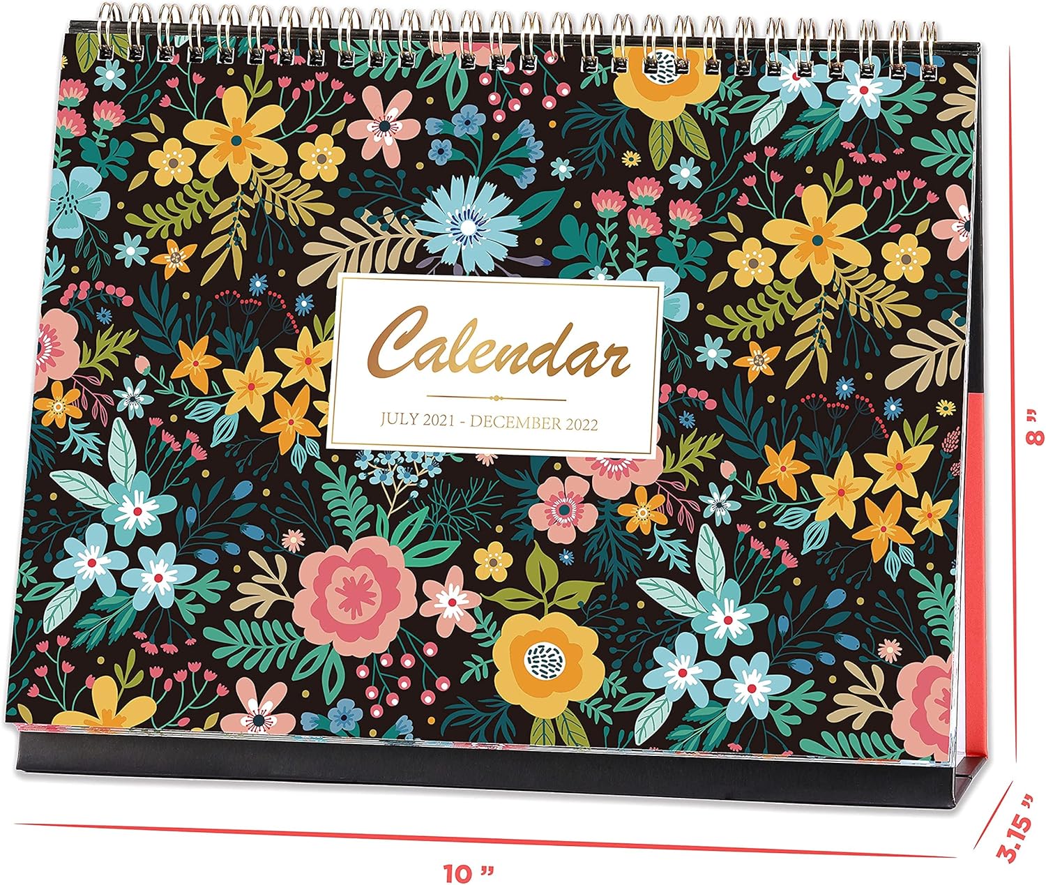 Desk Calendar 2021-2022 - Standing Flip 2021-2022 Desktop Calendar with Thick Paper, 10" x 8", Jul. 2021 - Dec. 2022, Memo Pages + Twin-Wire Binding + Large Unruled Blocks with Julian Date - Floral : Office Products