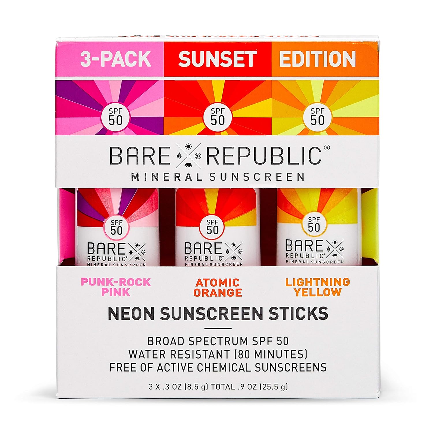 Bare Republic Mineral Sunscreen and Sunblock Neon Stick